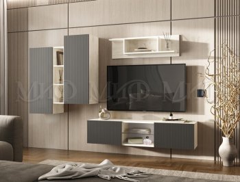 Стенка Оскар крафт белый/графит (Миф) в Сысерти - sysert.mebel-e96.ru