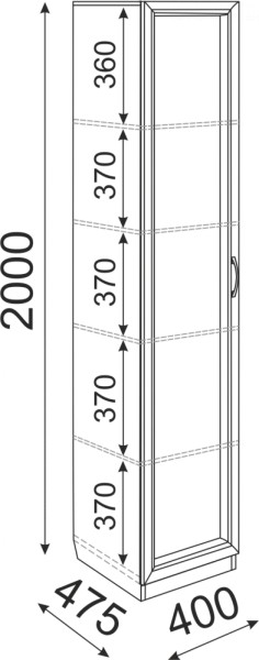 Пенал Остин М03 полки 400 (Риннер) в Сысерти - sysert.mebel-e96.ru