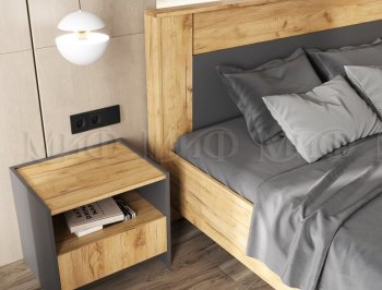 Кровать парящая Остин крафт/графит (Миф) в Сысерти - sysert.mebel-e96.ru