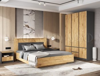 Кровать парящая Остин крафт/графит (Миф) в Сысерти - sysert.mebel-e96.ru