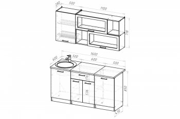 Кухонный гарнитур Паола стандарт 1600 мм (Герда) в Сысерти - sysert.mebel-e96.ru