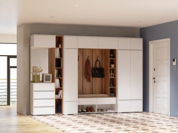 Прихожая Прага модульная, белый (Handis) в Сысерти - sysert.mebel-e96.ru
