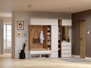 Прихожая Прага модульная, белый (Handis) в Сысерти - sysert.mebel-e96.ru