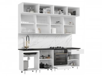 Кухонный гарнитур Престиж 2400 мм браш вайт (Миф) в Сысерти - sysert.mebel-e96.ru
