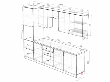 Кухонный гарнитур 2800 мм Прованс с карнизом (Росток) в Сысерти - sysert.mebel-e96.ru