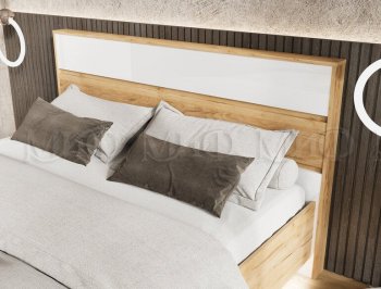 Кровать парящая Роджина с подсветкой, крафт/белый (Миф) в Сысерти - sysert.mebel-e96.ru