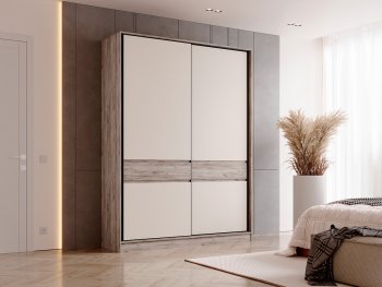 Шкаф-купе 1800 мм Роджина крафт серый/кашемир (Миф) в Сысерти - sysert.mebel-e96.ru | фото