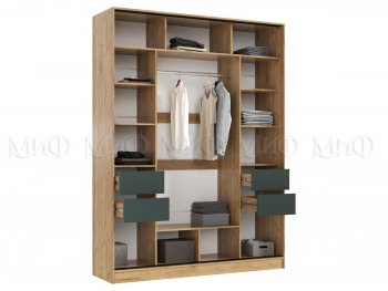 Шкаф-купе 1800 мм Роджина крафт/изумрудный (Миф) в Сысерти - sysert.mebel-e96.ru