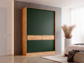 Шкаф-купе 1800 мм Роджина крафт/изумрудный (Миф) в Сысерти - sysert.mebel-e96.ru