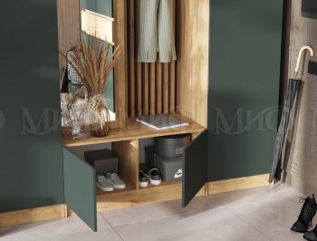 Прихожая Роджина крафт/изумруд, модульная (Миф) в Сысерти - sysert.mebel-e96.ru