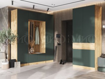 Прихожая Роджина крафт/изумруд, модульная (Миф) в Сысерти - sysert.mebel-e96.ru