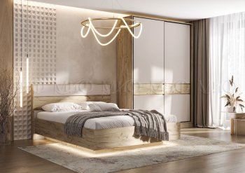 Спальный гарнитур Роджина крафт серый/кашемир, модульный (Миф) в Сысерти - sysert.mebel-e96.ru