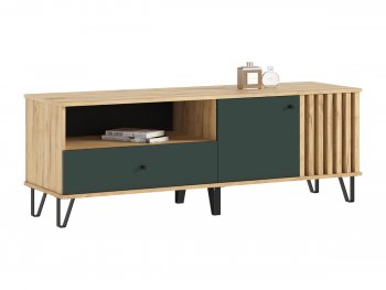 Тумба ТВ (1500) Роджина крафт/изумрудный (Миф) в Сысерти - sysert.mebel-e96.ru