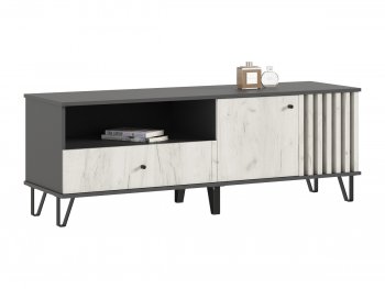 Тумба ТВ (1500) Роджина крафт белый/графит (Миф) в Сысерти - sysert.mebel-e96.ru