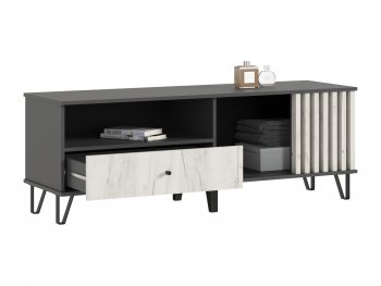 Тумба ТВ (1500) Роджина крафт белый/графит (Миф) в Сысерти - sysert.mebel-e96.ru