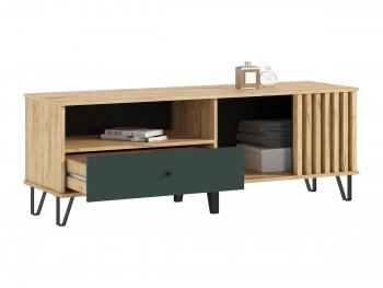 Тумба ТВ (1500) Роджина крафт/изумрудный (Миф) в Сысерти - sysert.mebel-e96.ru