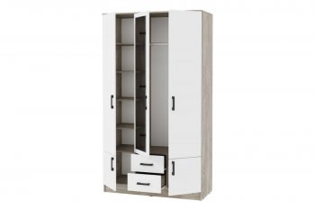 Шкаф 1200 мм Ронда ШК-3 дуб крафт серый/белый (ИЦ) в Сысерти - sysert.mebel-e96.ru