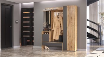 Прихожая Сабрина Дуб вотан/графит (Лин) в Сысерти - sysert.mebel-e96.ru