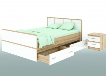Кровать с ящиками Сакура сонома (БТС) в Сысерти - sysert.mebel-e96.ru