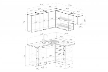 Угловой кухонный гарнитур Шелли макси 1600*1700 мм (Герда) в Сысерти - sysert.mebel-e96.ru