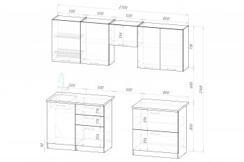 Кухонный гарнитур Шелли макси 2300 мм (Герда) в Сысерти - sysert.mebel-e96.ru