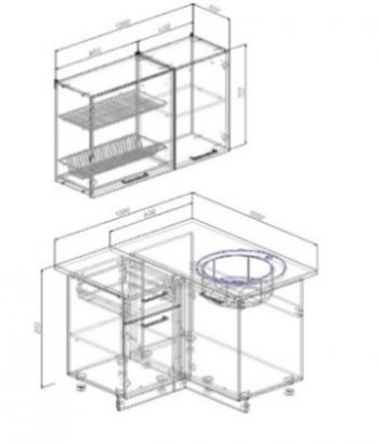 Кухонный гарнитур угловой Санторини МДФ 1000*1000 (Sanvut) в Сысерти - sysert.mebel-e96.ru