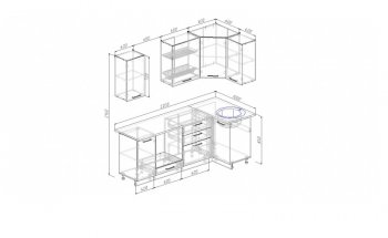 Угловой кухонный гарнитур Жемчуг 2200*1000 мм в Сысерти - sysert.mebel-e96.ru