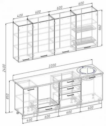 Кухонный гарнитур Трансильвания 2200 мм (Санвут) в Сысерти - sysert.mebel-e96.ru