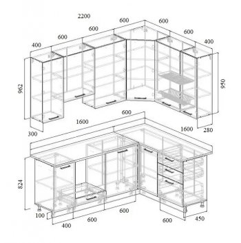 Угловой кухонный гарнитур Роза 2200*1600 мм Sanvut в Сысерти - sysert.mebel-e96.ru