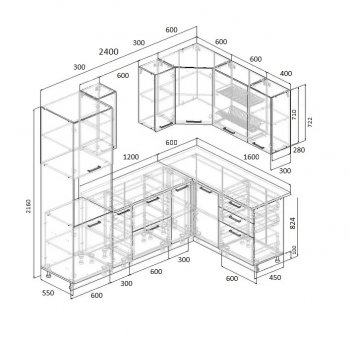 Угловой кухонный гарнитур Элеганция 2400*1600 мм Sanvut в Сысерти - sysert.mebel-e96.ru