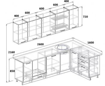 Угловой кухонный гарнитур Элеганция 2600*1600 мм Sanvut в Сысерти - sysert.mebel-e96.ru