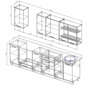 Кухонный гарнитур Руанда 2800 мм в Сысерти - sysert.mebel-e96.ru