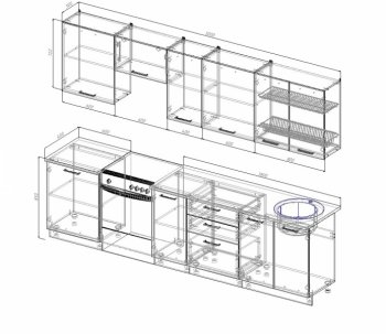 Кухонный гарнитур Руанда 3000 мм в Сысерти - sysert.mebel-e96.ru