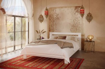 Кровать из массива Шейла белый античный (БМ) в Сысерти - sysert.mebel-e96.ru