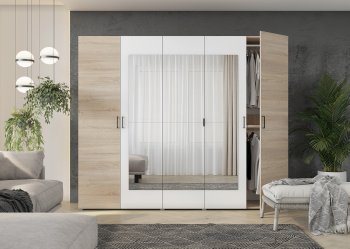 Шкаф распашной 5ств 2500 мм с зеркалом (Гор) в Сысерти - sysert.mebel-e96.ru
