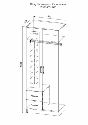 Шкаф 2-х створчатый с зеркалом Софи СШК 800.3 (ДСВ) в Сысерти - sysert.mebel-e96.ru