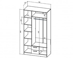 Шкаф 3-х створчатый Коста-Рика 1200 мм (Лин) в Сысерти - sysert.mebel-e96.ru