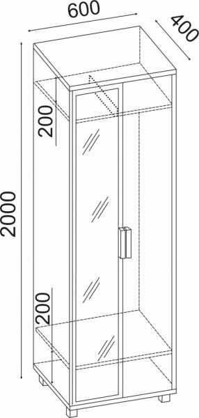 Шкаф 600 с зеркалом West (Риннер) в Сысерти - sysert.mebel-e96.ru