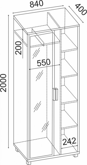 Шкаф 800 с зеркалом West (Риннер) в Сысерти - sysert.mebel-e96.ru