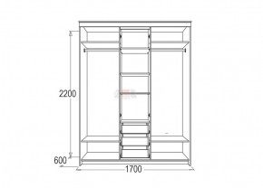 Шкаф для платья и белья Мираж 4 (1700) в Сысерти - sysert.mebel-e96.ru