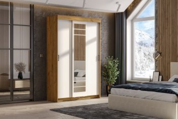Шкаф-купе ШКП-7 1300 мм золотой/белый (СВ) в Сысерти - sysert.mebel-e96.ru