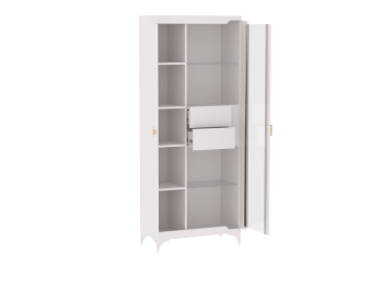 Пенал со стеклом широкий NEW Сиде Белый (СБК) в Сысерти - sysert.mebel-e96.ru