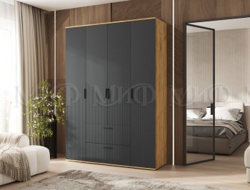 Шкаф 1600 мм Сильвия, крафт/графит (Миф) в Сысерти - sysert.mebel-e96.ru