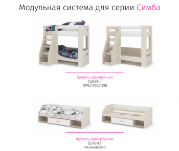 Набор детской мебели Симба дуб-белый глянец (СтендМ) в Сысерти - sysert.mebel-e96.ru