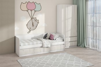 Кровать Соната 900 белый/крафт белый (Зарон) в Сысерти - sysert.mebel-e96.ru