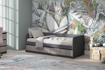 Кровать Соната 900 графит/крафт серый (Зарон) в Сысерти - sysert.mebel-e96.ru