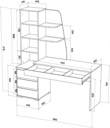 Компьютерный стол Пифагор вотан/кашемир (Лин) в Сысерти - sysert.mebel-e96.ru