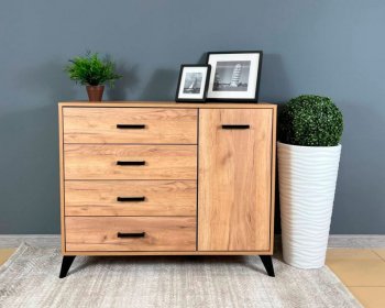 Комод-Тумба (1дв,4ящ) SVETLANA LOFT, дуб золотой (Генезис) в Сысерти - sysert.mebel-e96.ru