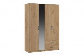 Шкаф 1500 мм  4-х ств. с зеркалом 2 ящ. SVETLANA LOFT, дуб золотой (Генезис) в Сысерти - sysert.mebel-e96.ru