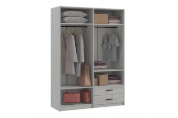 Шкаф 1500 мм  4-х ств. с зеркалом 2 ящ. SVETLANA LOFT, сосна белая (Генезис) в Сысерти - sysert.mebel-e96.ru